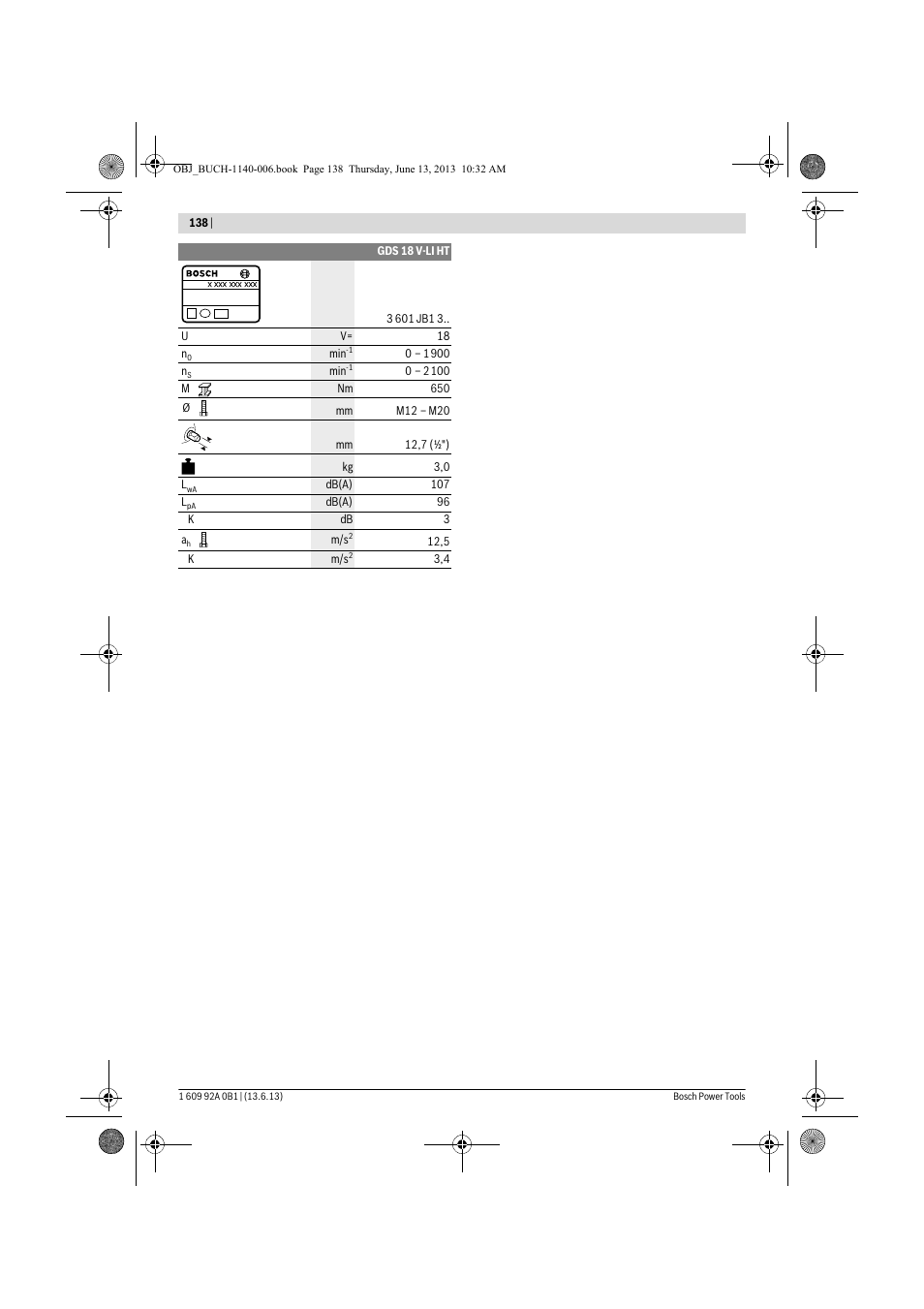 Bosch GDS 18 V-LI HT Professional User Manual | Page 138 / 142