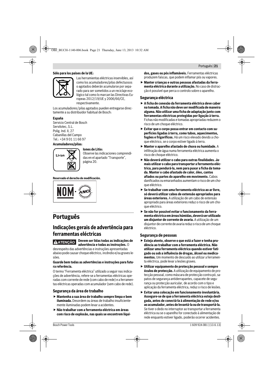 Português | Bosch GDS 18 V-LI HT Professional User Manual | Page 21 / 142