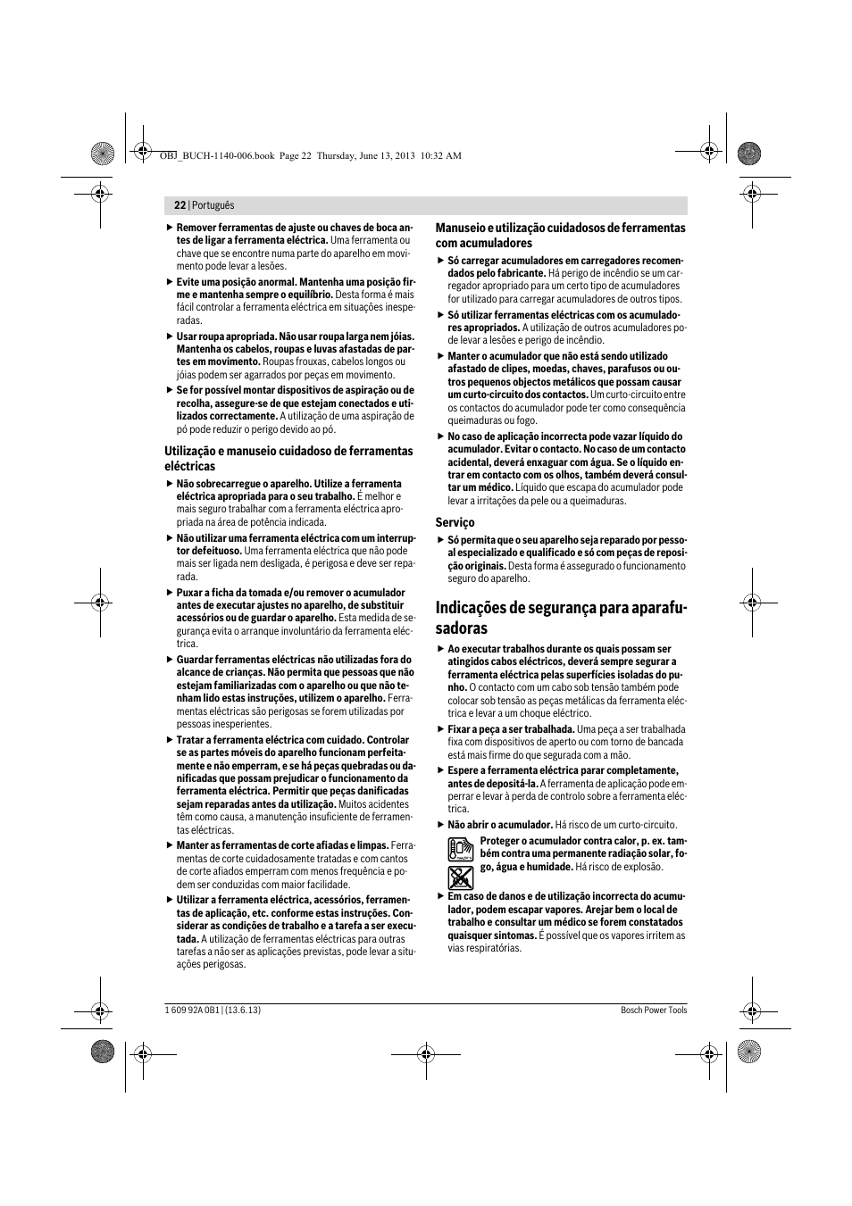 Indicações de segurança para aparafu- sadoras | Bosch GDS 18 V-LI HT Professional User Manual | Page 22 / 142