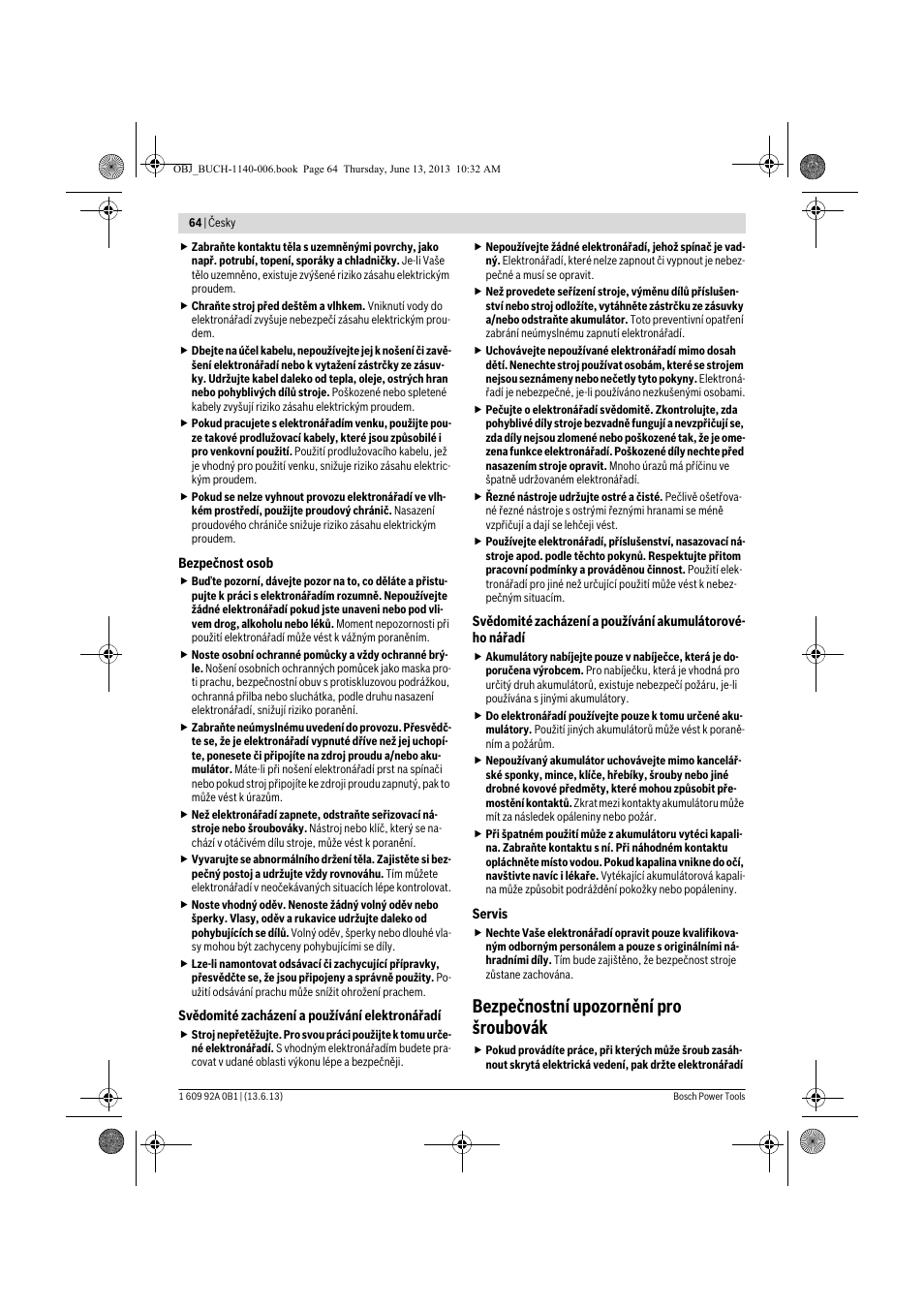 Bezpečnostní upozornění pro šroubovák | Bosch GDS 18 V-LI HT Professional User Manual | Page 64 / 142