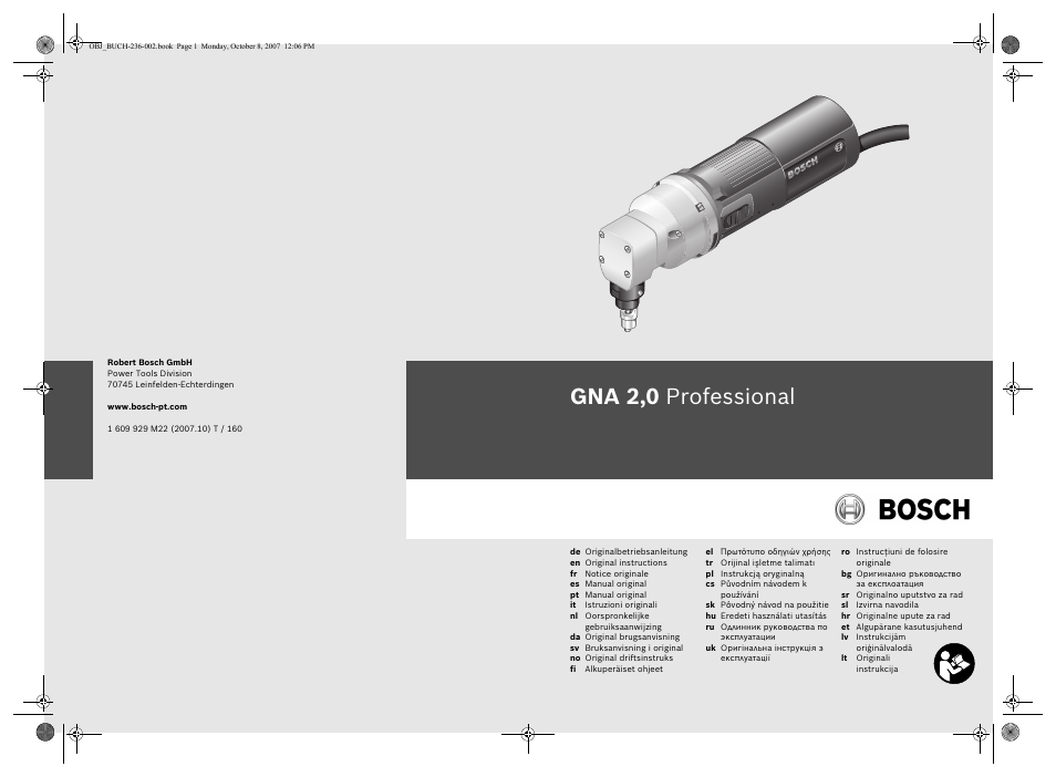 Bosch GNA 2,0 Professional User Manual | 159 pages