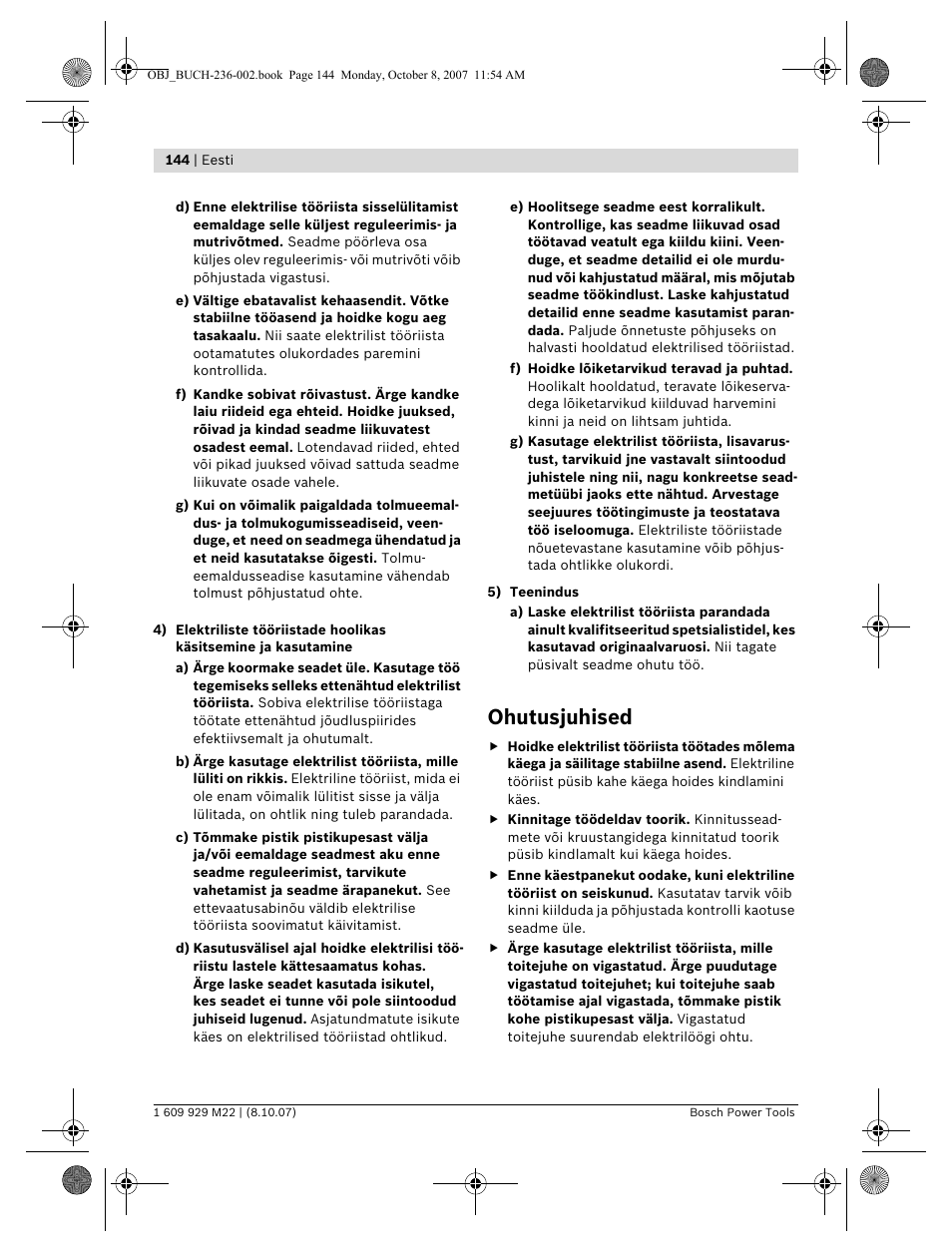 Ohutusjuhised | Bosch GNA 2,0 Professional User Manual | Page 144 / 159