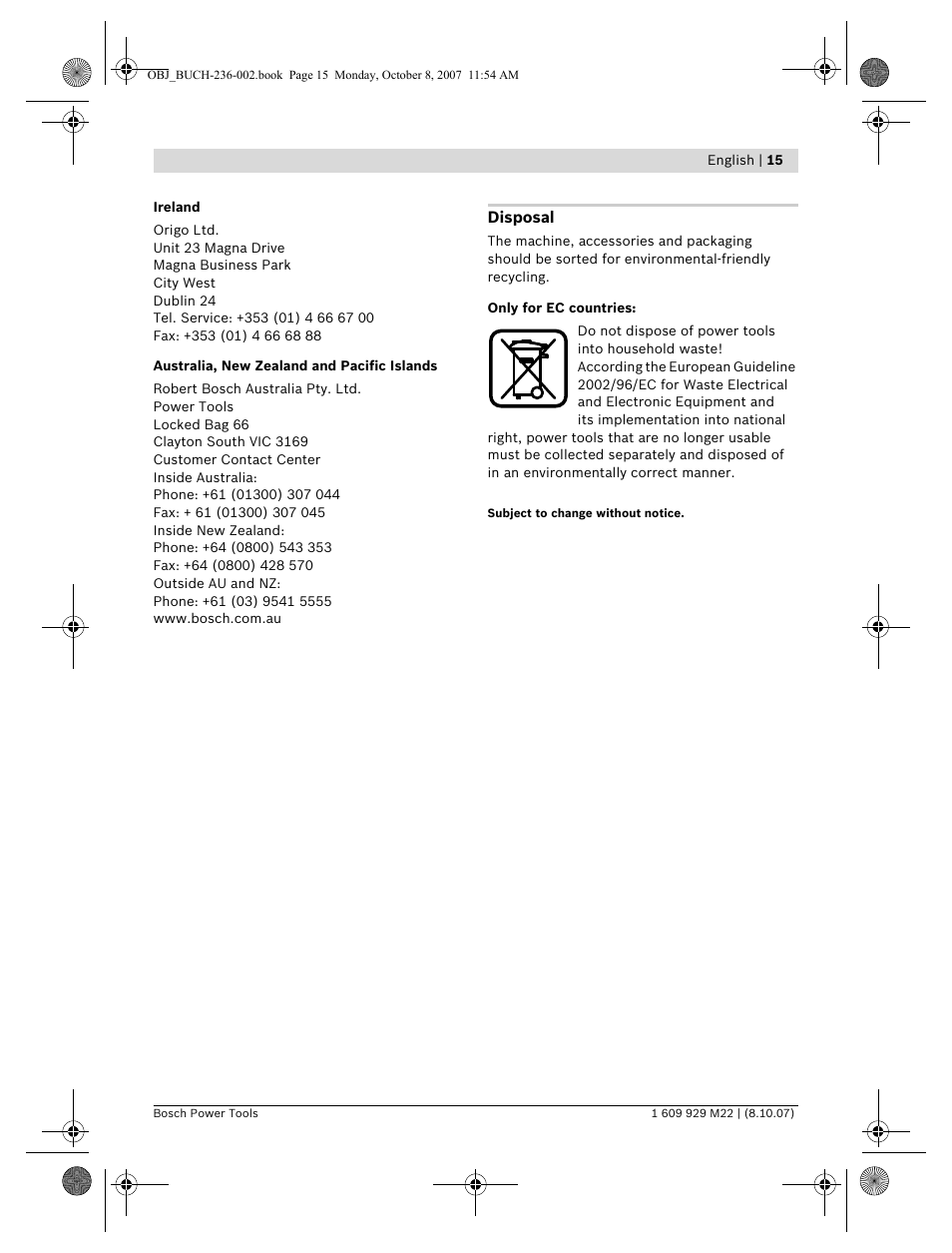 Bosch GNA 2,0 Professional User Manual | Page 15 / 159