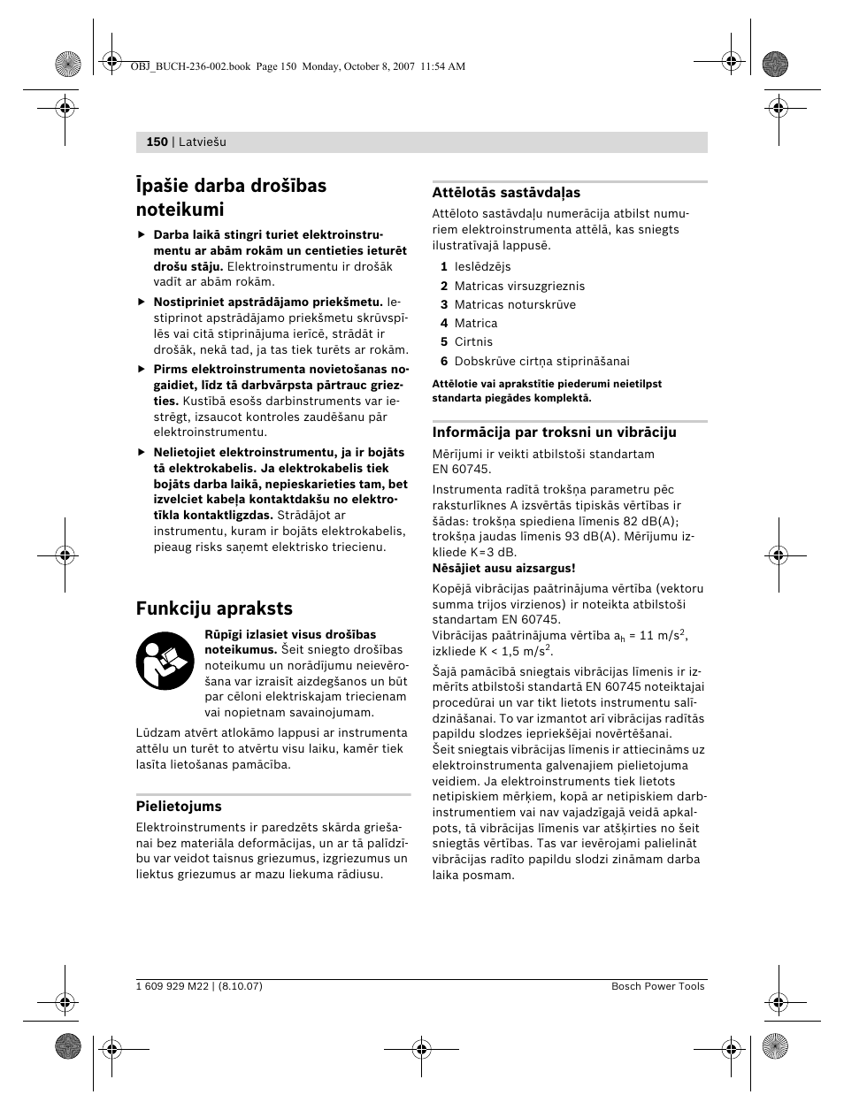 Funkciju apraksts | Bosch GNA 2,0 Professional User Manual | Page 150 / 159