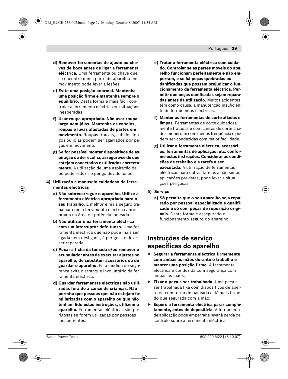 Instruções de serviço específicas do aparelho | Bosch GNA 2,0 Professional User Manual | Page 29 / 159