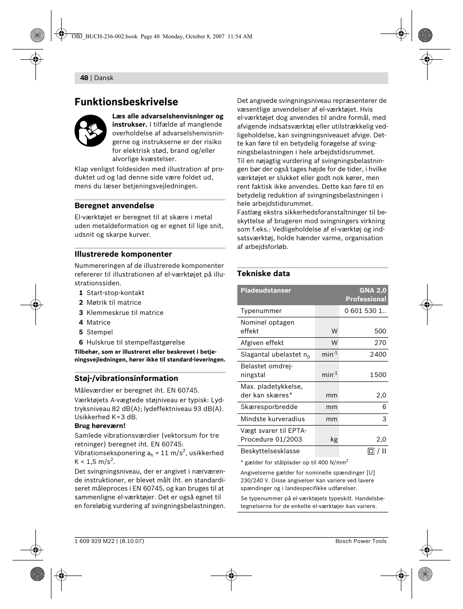 Funktionsbeskrivelse | Bosch GNA 2,0 Professional User Manual | Page 48 / 159