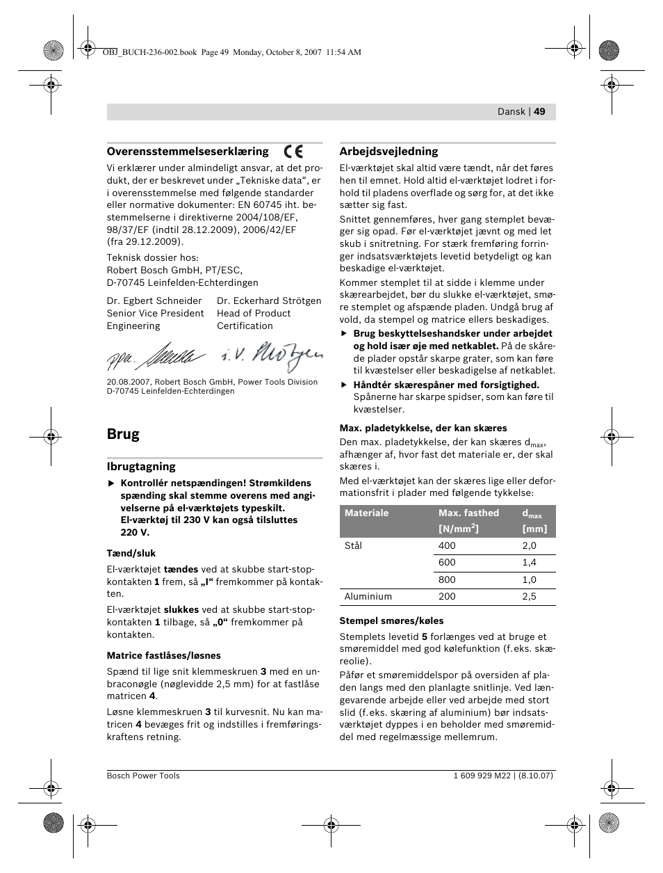 Brug | Bosch GNA 2,0 Professional User Manual | Page 49 / 159