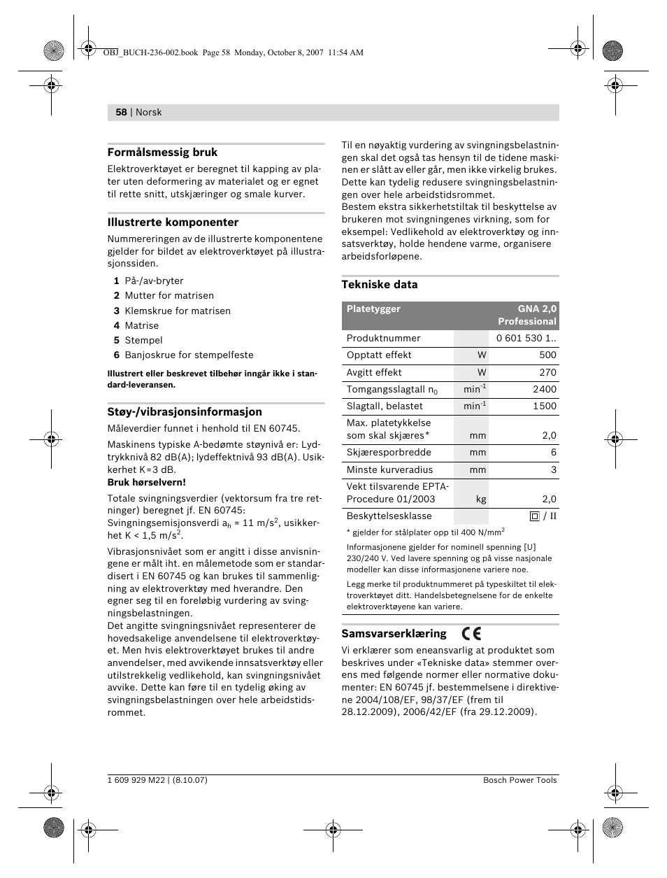 Bosch GNA 2,0 Professional User Manual | Page 58 / 159