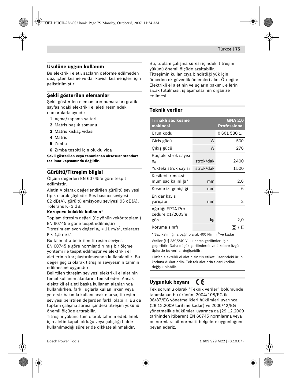 Bosch GNA 2,0 Professional User Manual | Page 75 / 159