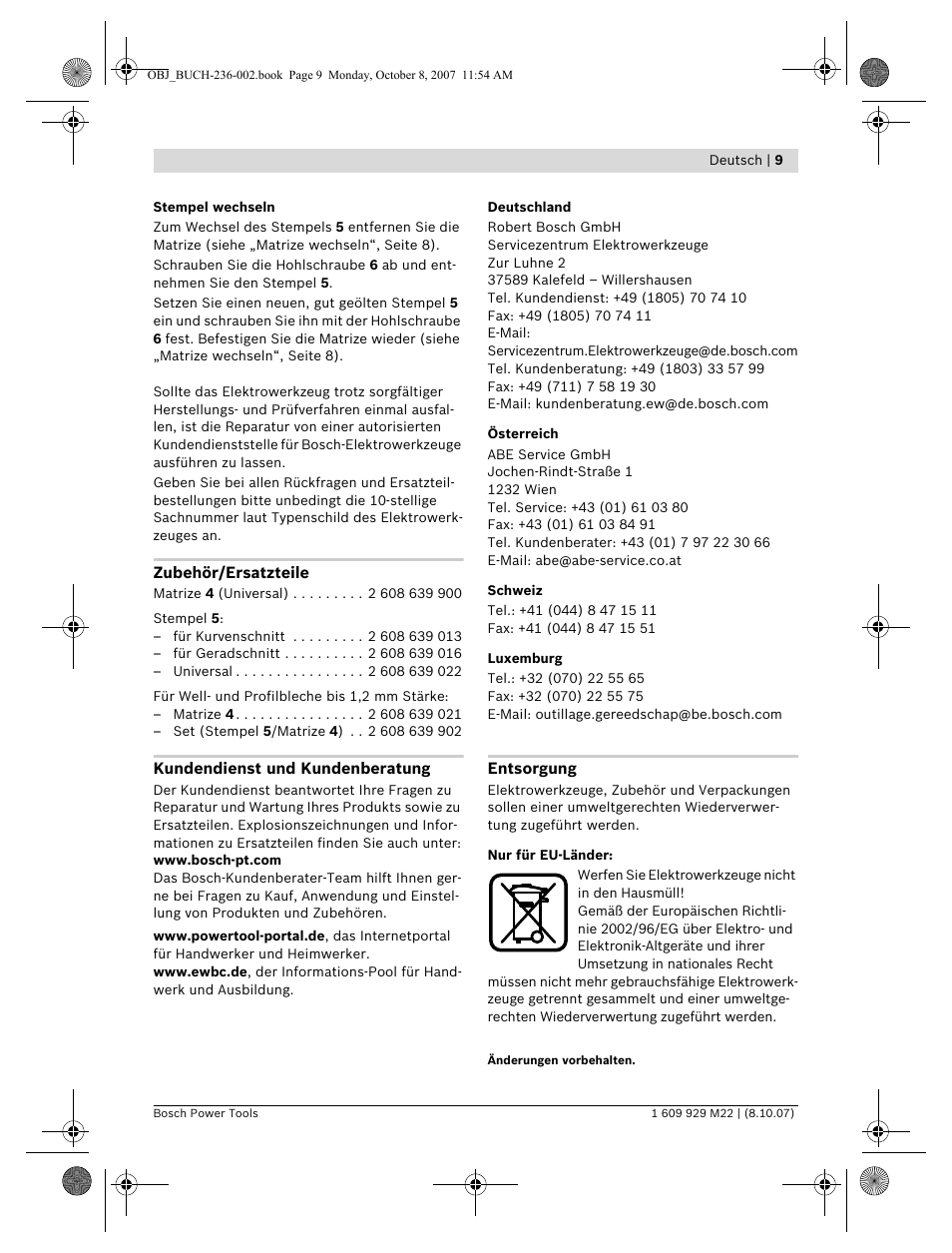 Bosch GNA 2,0 Professional User Manual | Page 9 / 159