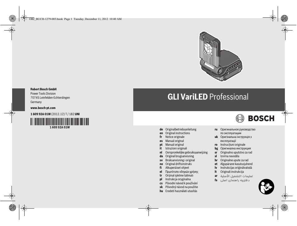 Bosch GLI VariLED Professional User Manual | 181 pages