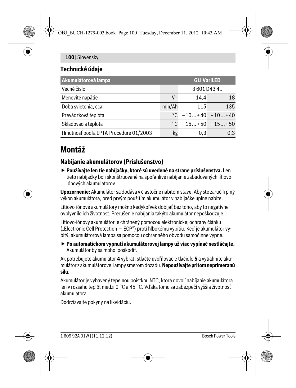 Montáž | Bosch GLI VariLED Professional User Manual | Page 100 / 181