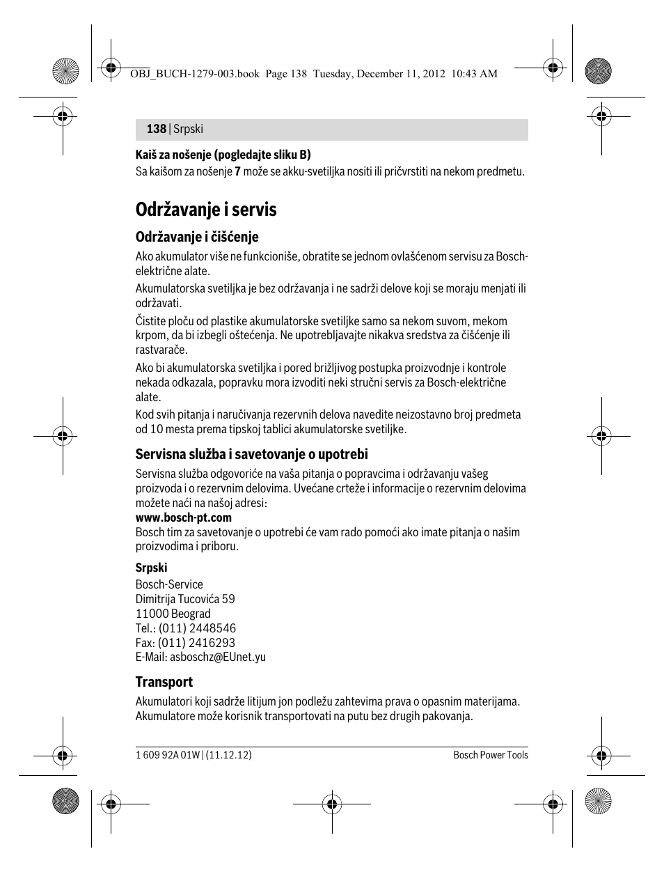 Održavanje i servis | Bosch GLI VariLED Professional User Manual | Page 138 / 181