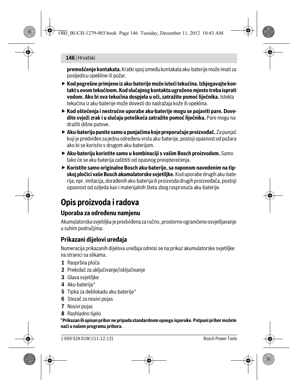 Opis proizvoda i radova | Bosch GLI VariLED Professional User Manual | Page 146 / 181