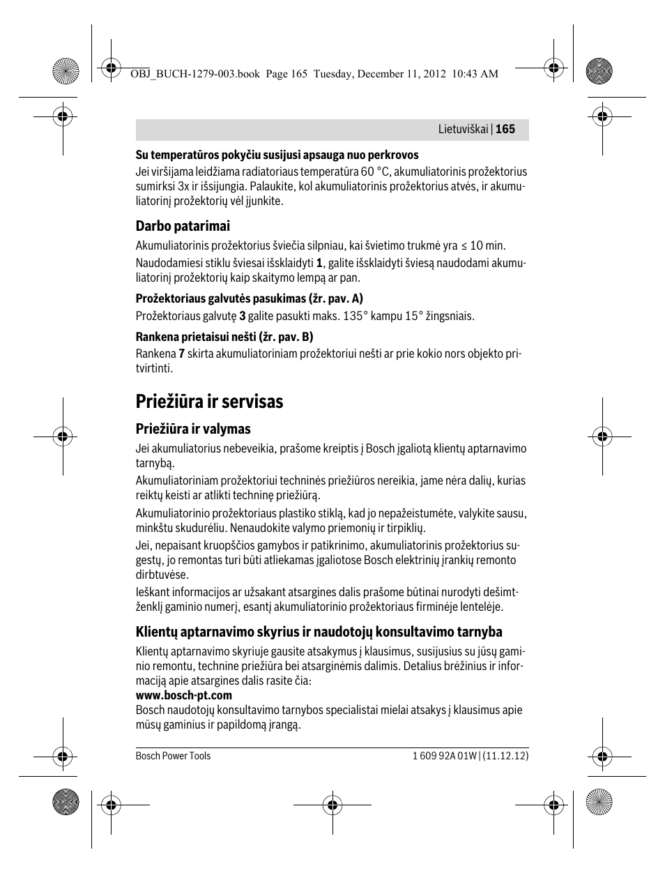 Priežiūra ir servisas | Bosch GLI VariLED Professional User Manual | Page 165 / 181