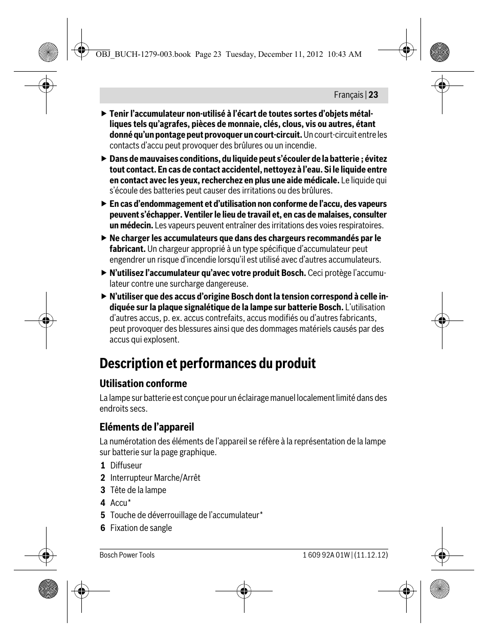 Description et performances du produit | Bosch GLI VariLED Professional User Manual | Page 23 / 181