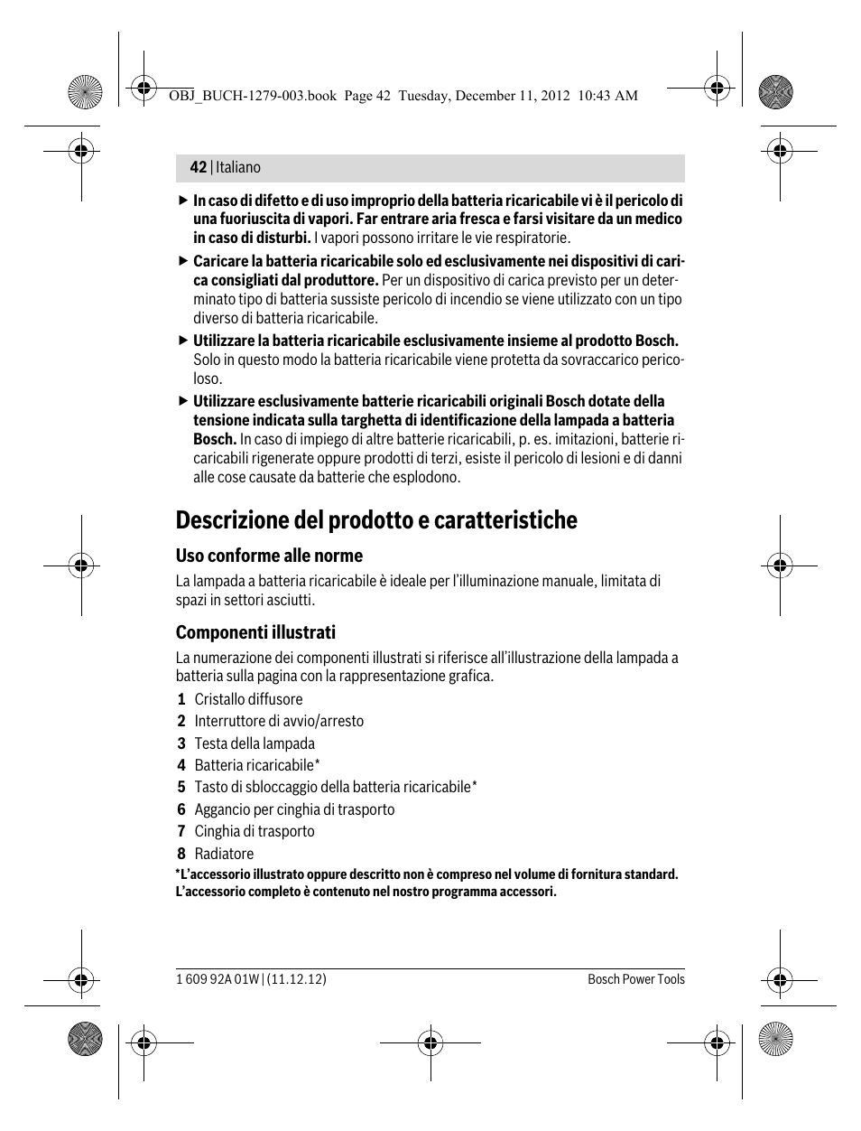 Descrizione del prodotto e caratteristiche | Bosch GLI VariLED Professional User Manual | Page 42 / 181