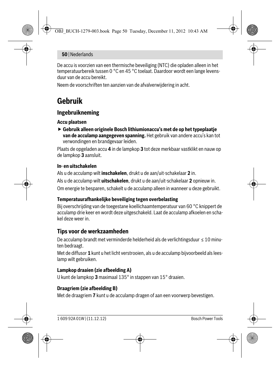 Gebruik | Bosch GLI VariLED Professional User Manual | Page 50 / 181