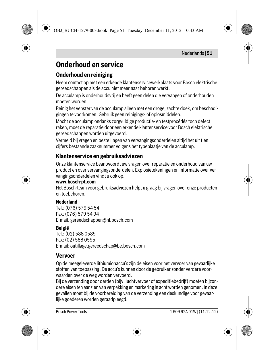 Onderhoud en service | Bosch GLI VariLED Professional User Manual | Page 51 / 181