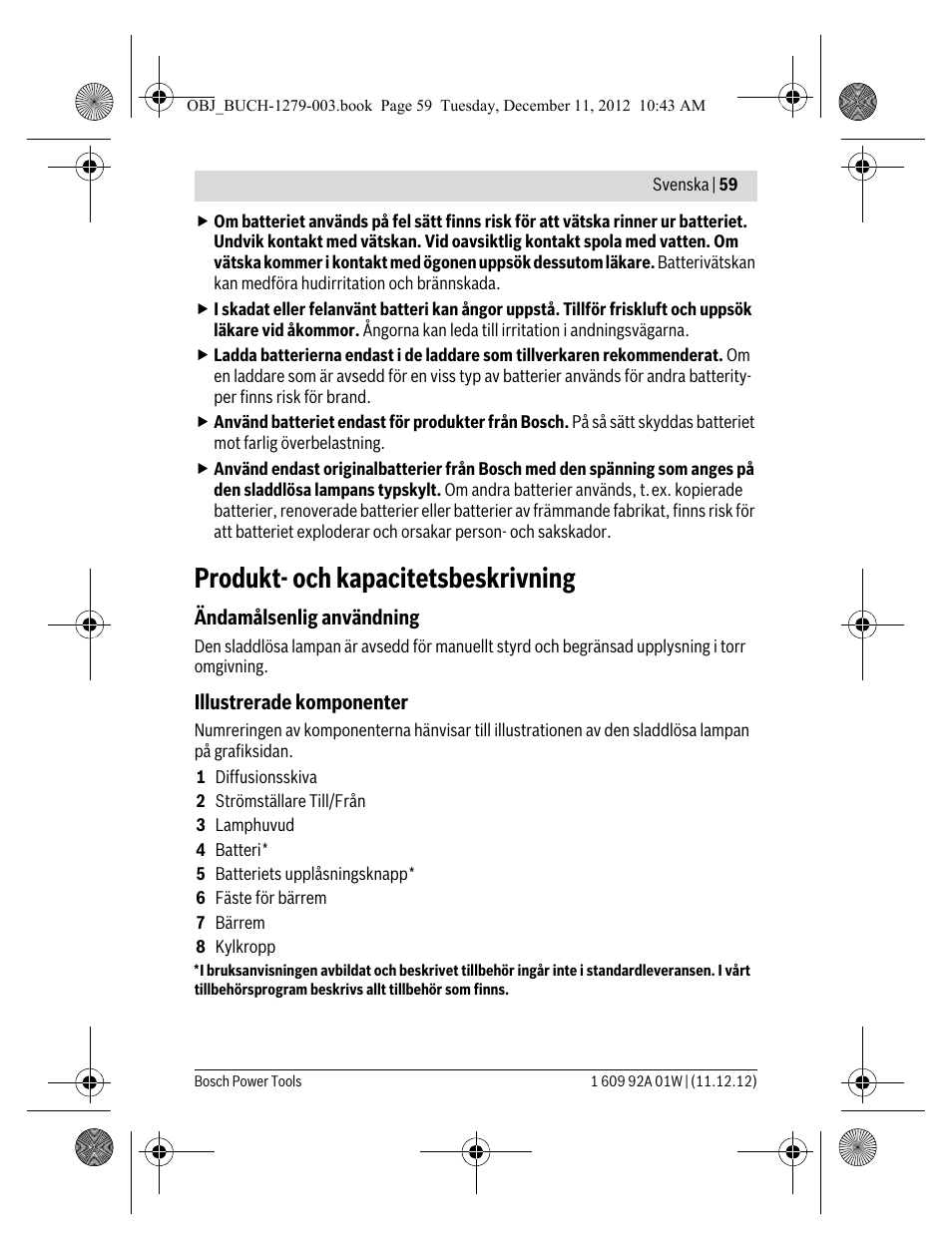 Produkt- och kapacitetsbeskrivning | Bosch GLI VariLED Professional User Manual | Page 59 / 181