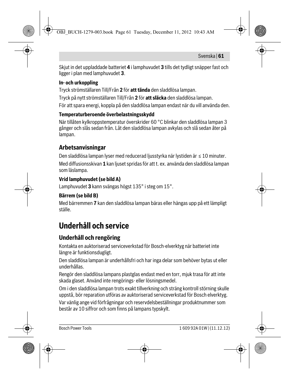 Underhåll och service | Bosch GLI VariLED Professional User Manual | Page 61 / 181