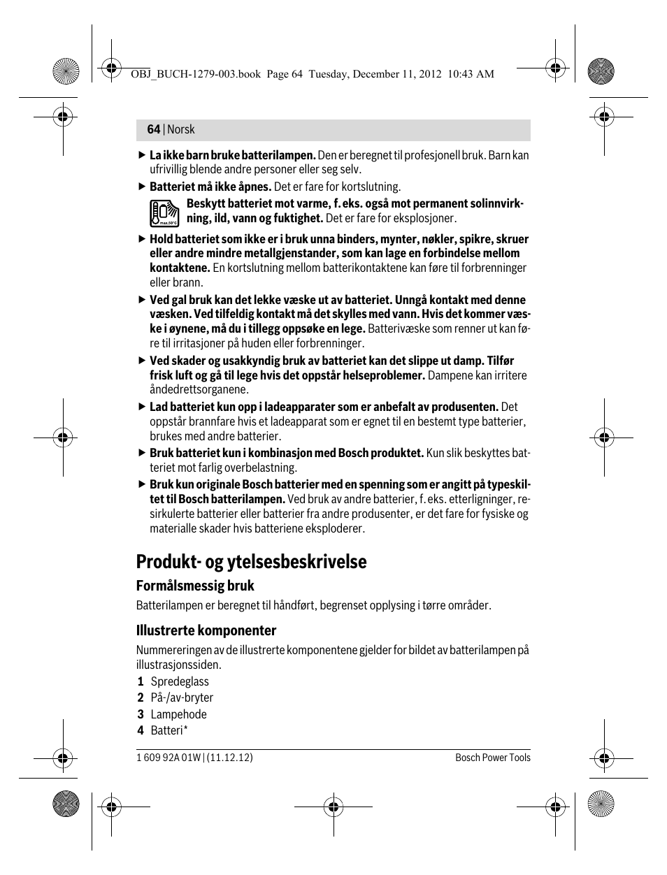 Produkt- og ytelsesbeskrivelse | Bosch GLI VariLED Professional User Manual | Page 64 / 181