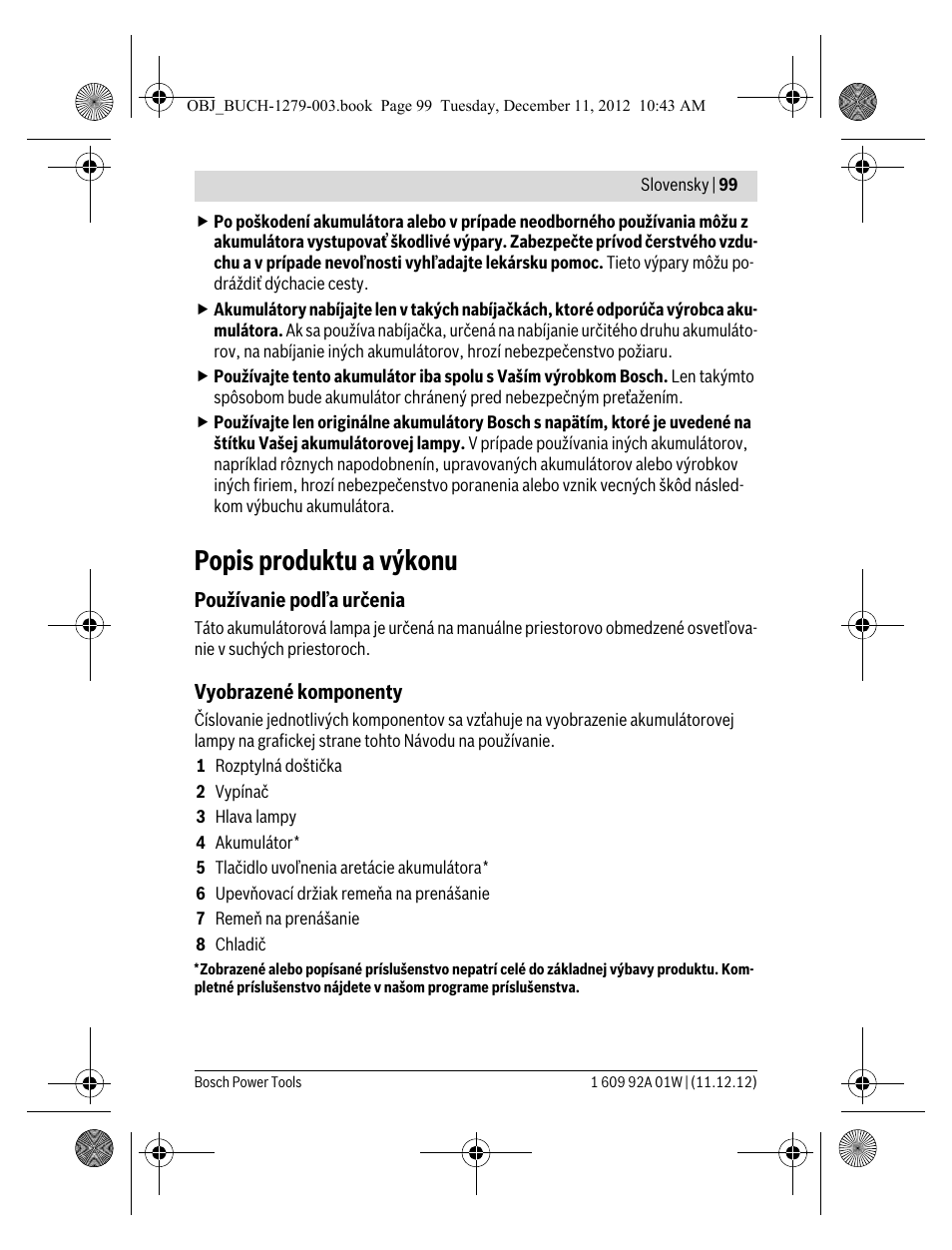 Popis produktu a výkonu | Bosch GLI VariLED Professional User Manual | Page 99 / 181