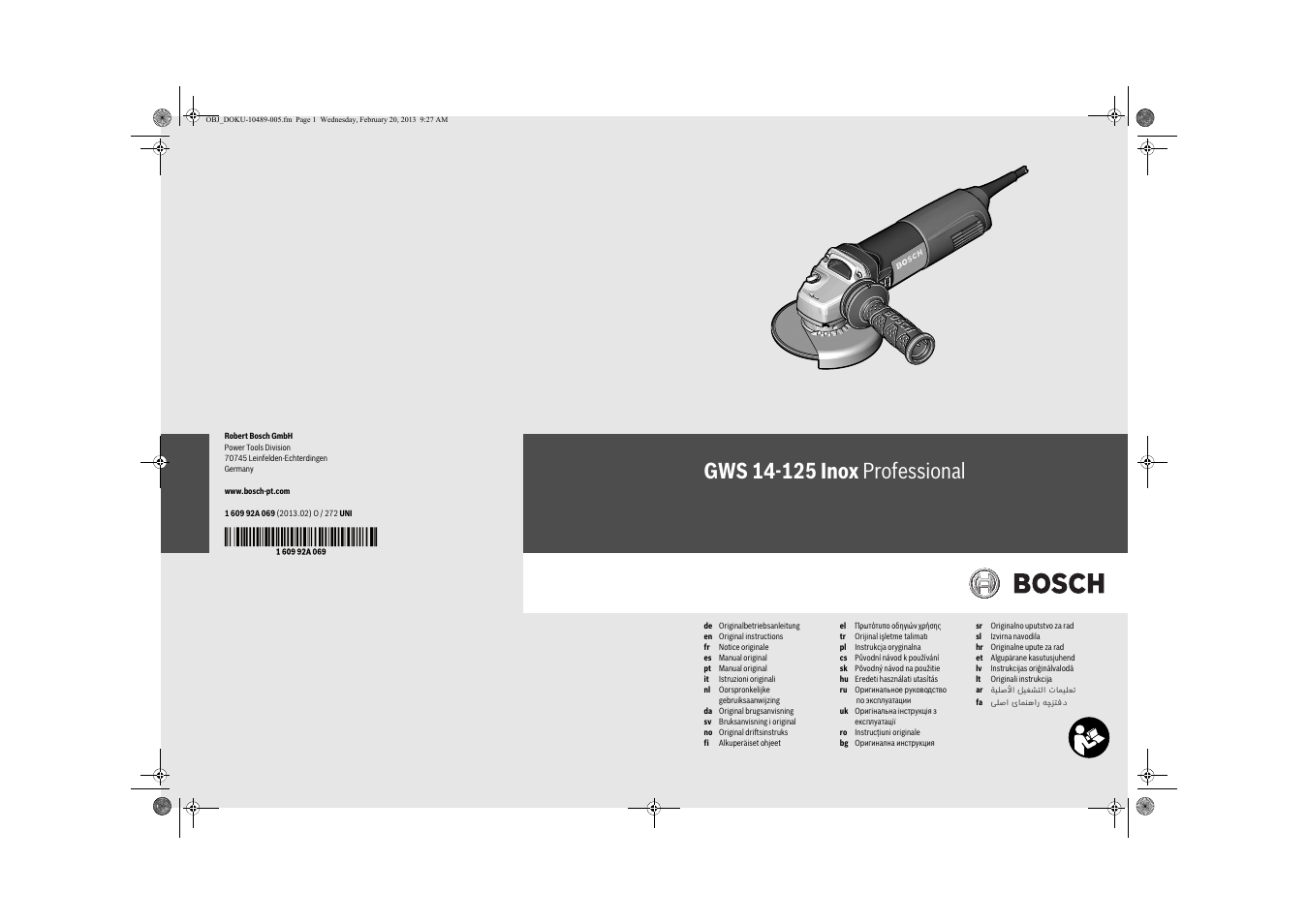 Bosch GWS 14-125 Inox Professional User Manual | 270 pages