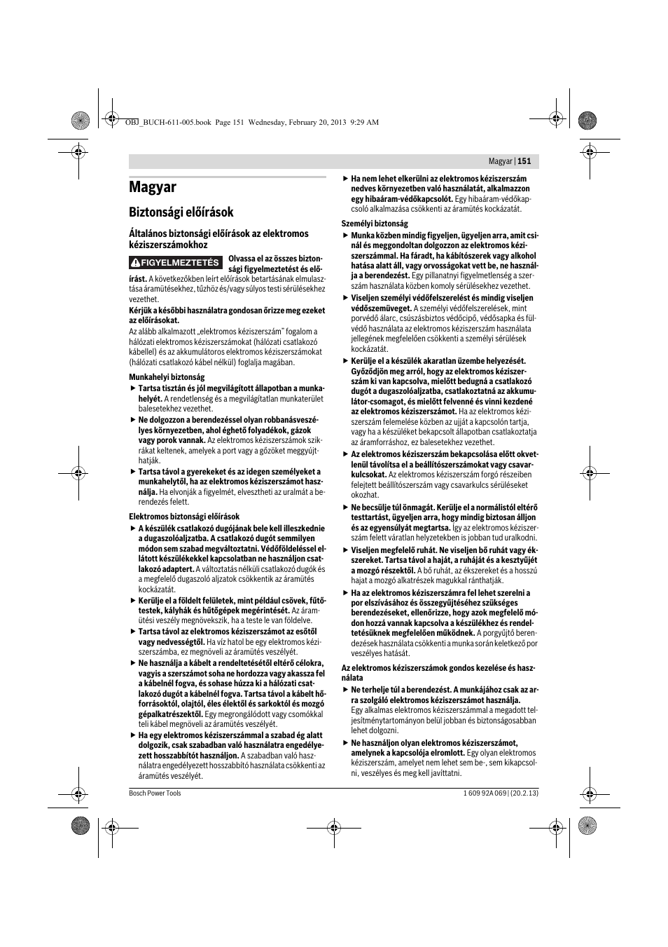 Magyar, Biztonsági előírások | Bosch GWS 14-125 Inox Professional User Manual | Page 150 / 270