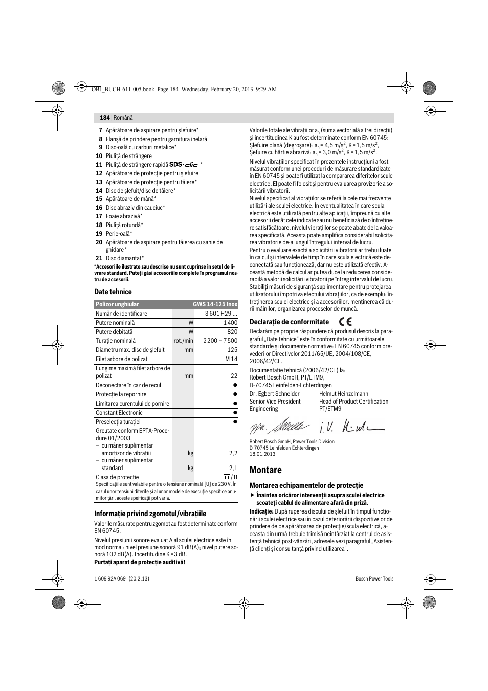 Montare | Bosch GWS 14-125 Inox Professional User Manual | Page 183 / 270