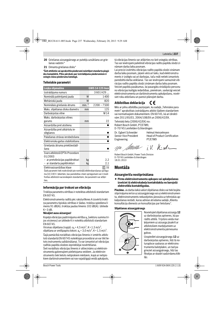 Montāža | Bosch GWS 14-125 Inox Professional User Manual | Page 236 / 270