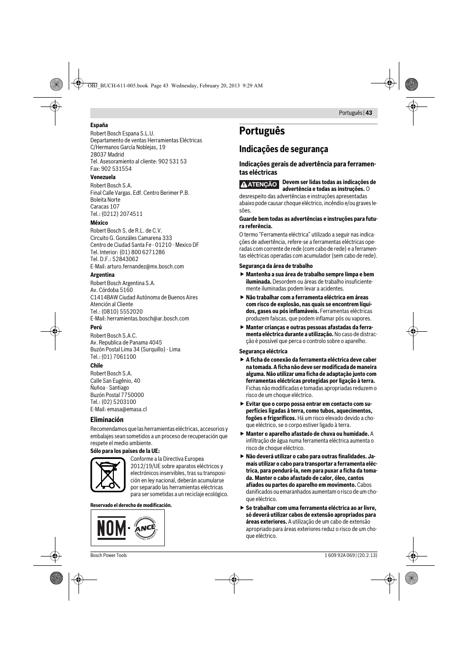 Português, Indicações de segurança | Bosch GWS 14-125 Inox Professional User Manual | Page 42 / 270