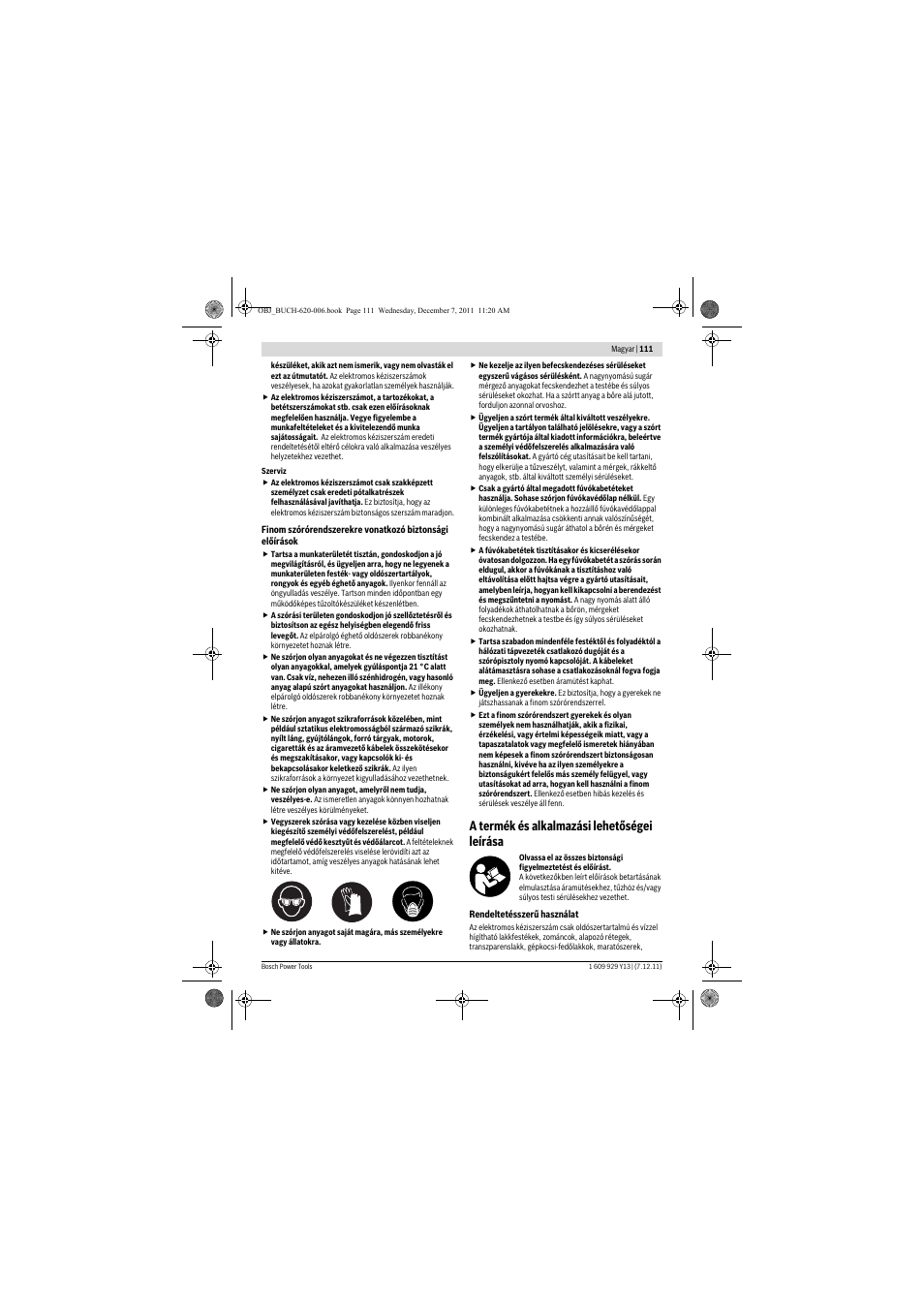 A termék és alkalmazási lehetőségei leírása | Bosch PFS 65 User Manual | Page 111 / 181