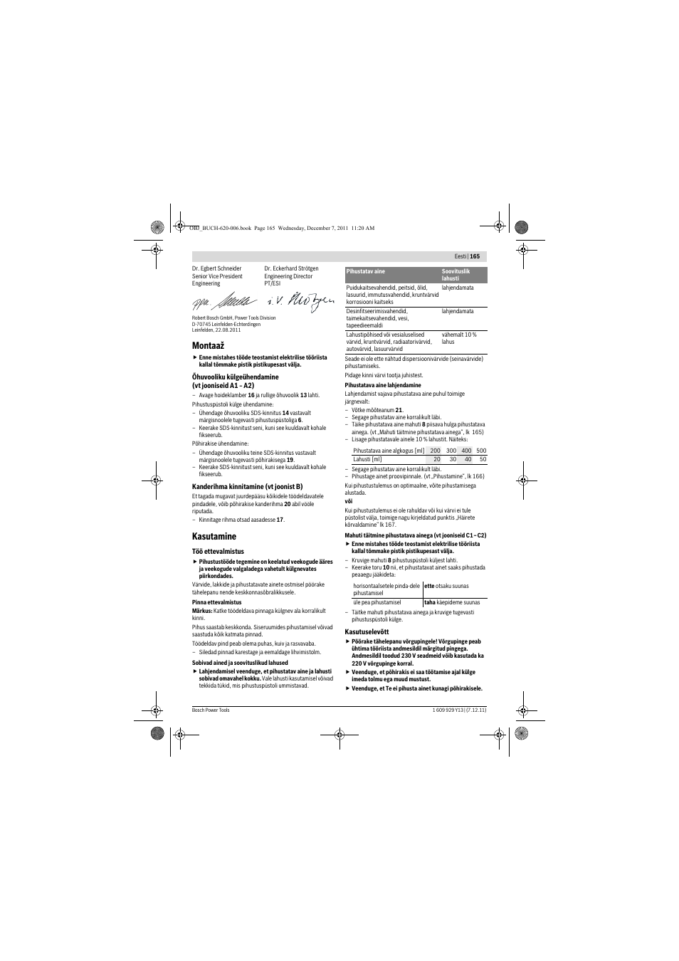 Montaaž, Kasutamine | Bosch PFS 65 User Manual | Page 165 / 181