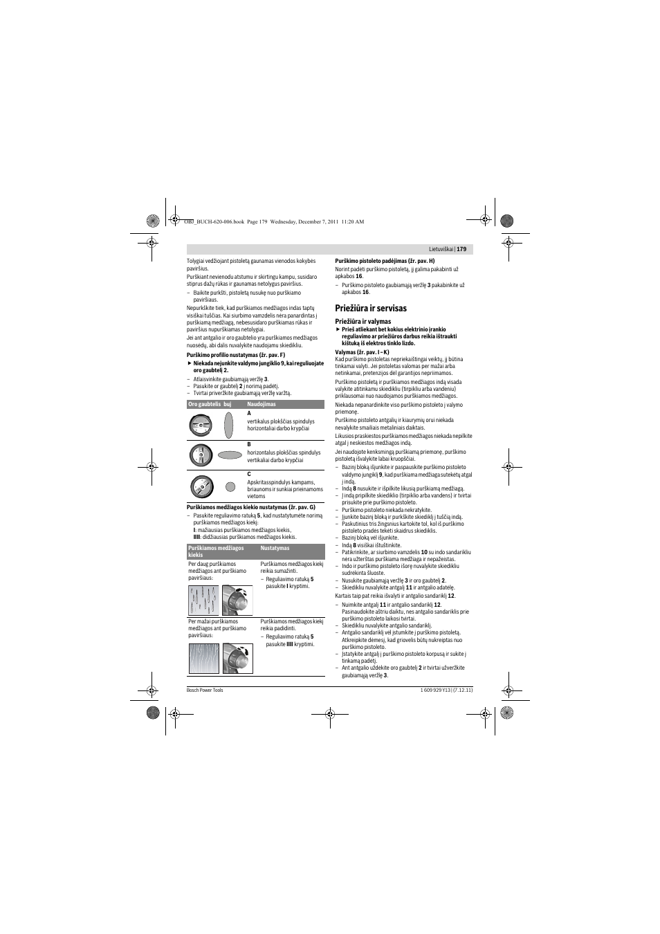 Priežiūra ir servisas | Bosch PFS 65 User Manual | Page 179 / 181