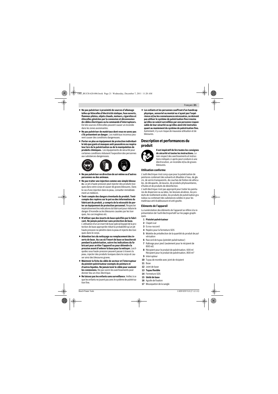 Description et performances du produit | Bosch PFS 65 User Manual | Page 21 / 181