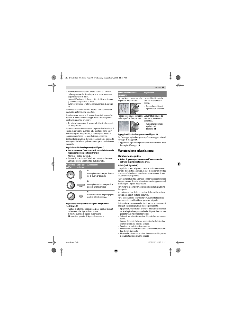 Manutenzione ed assistenza | Bosch PFS 65 User Manual | Page 45 / 181