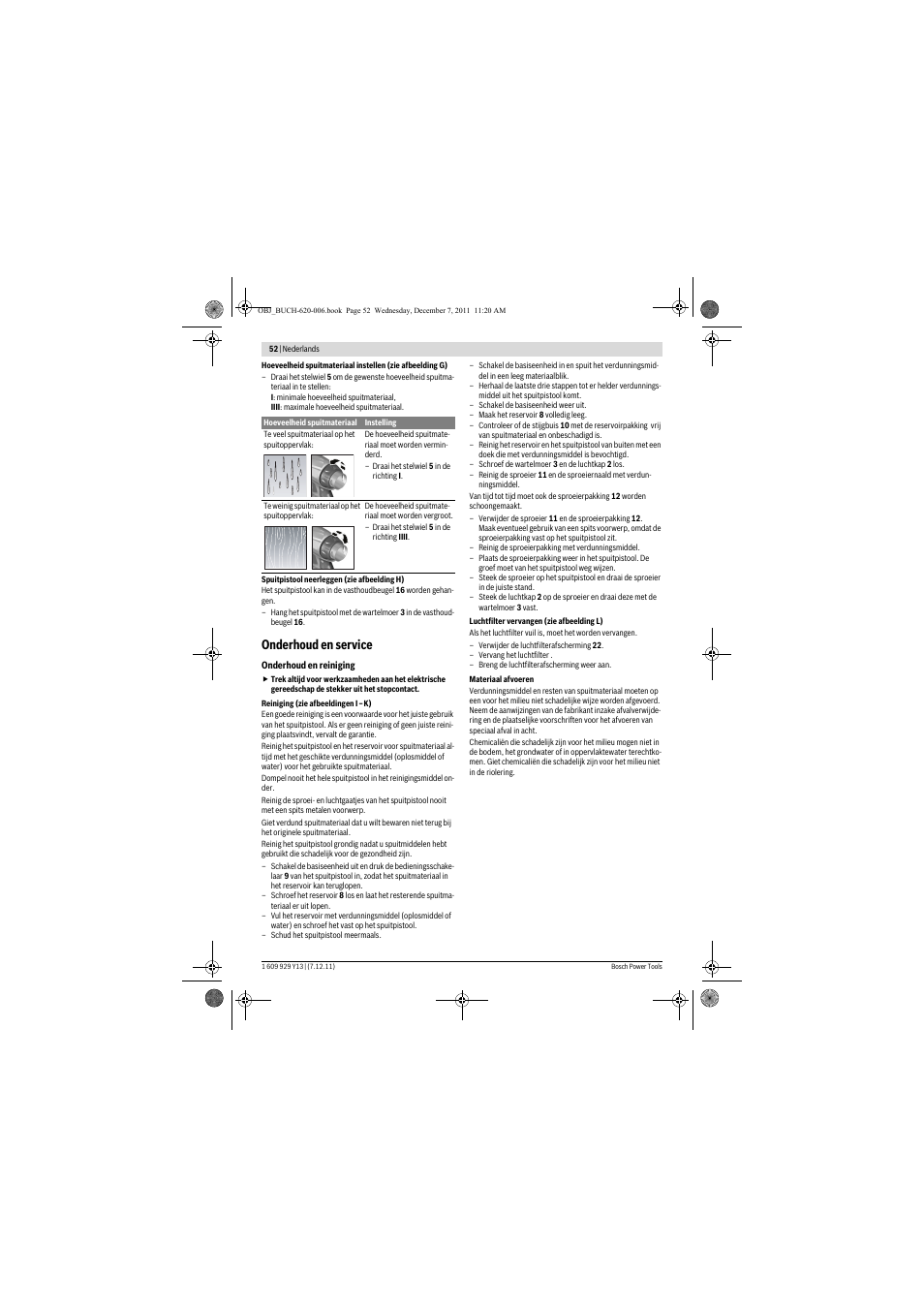 Onderhoud en service | Bosch PFS 65 User Manual | Page 52 / 181