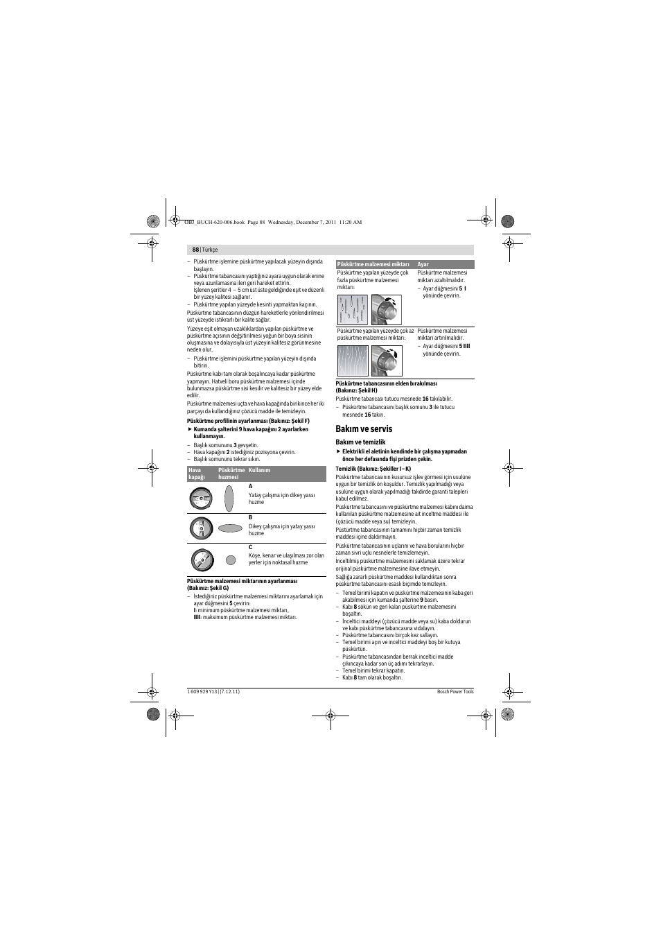 Bak m ve servis | Bosch PFS 65 User Manual | Page 88 / 181