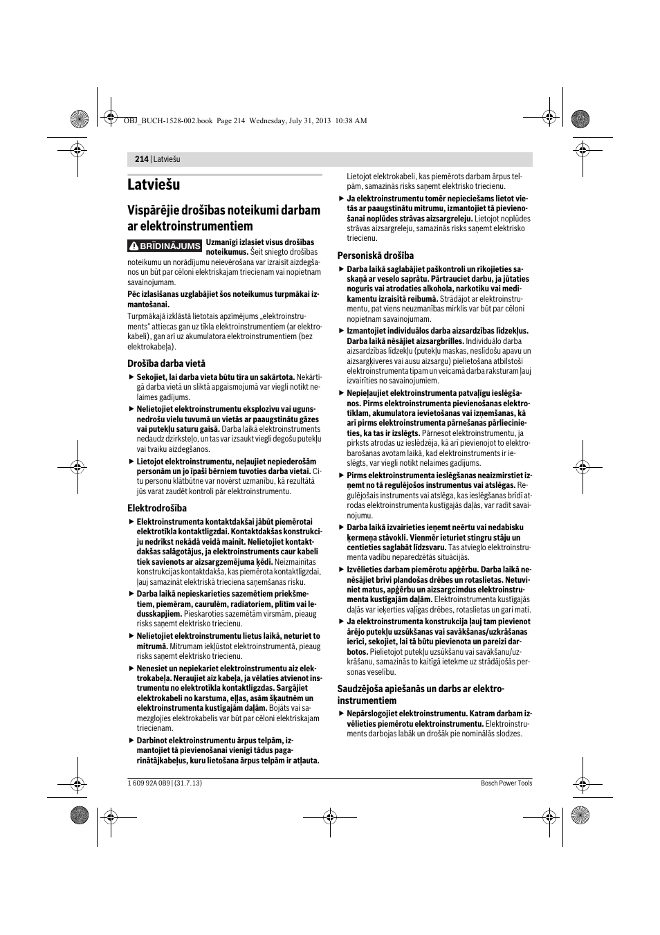 Latviešu | Bosch GWS 24-230 LVI Professional User Manual | Page 214 / 259