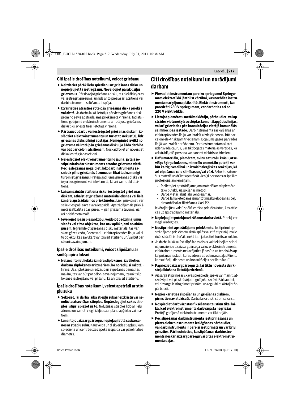 Bosch GWS 24-230 LVI Professional User Manual | Page 217 / 259