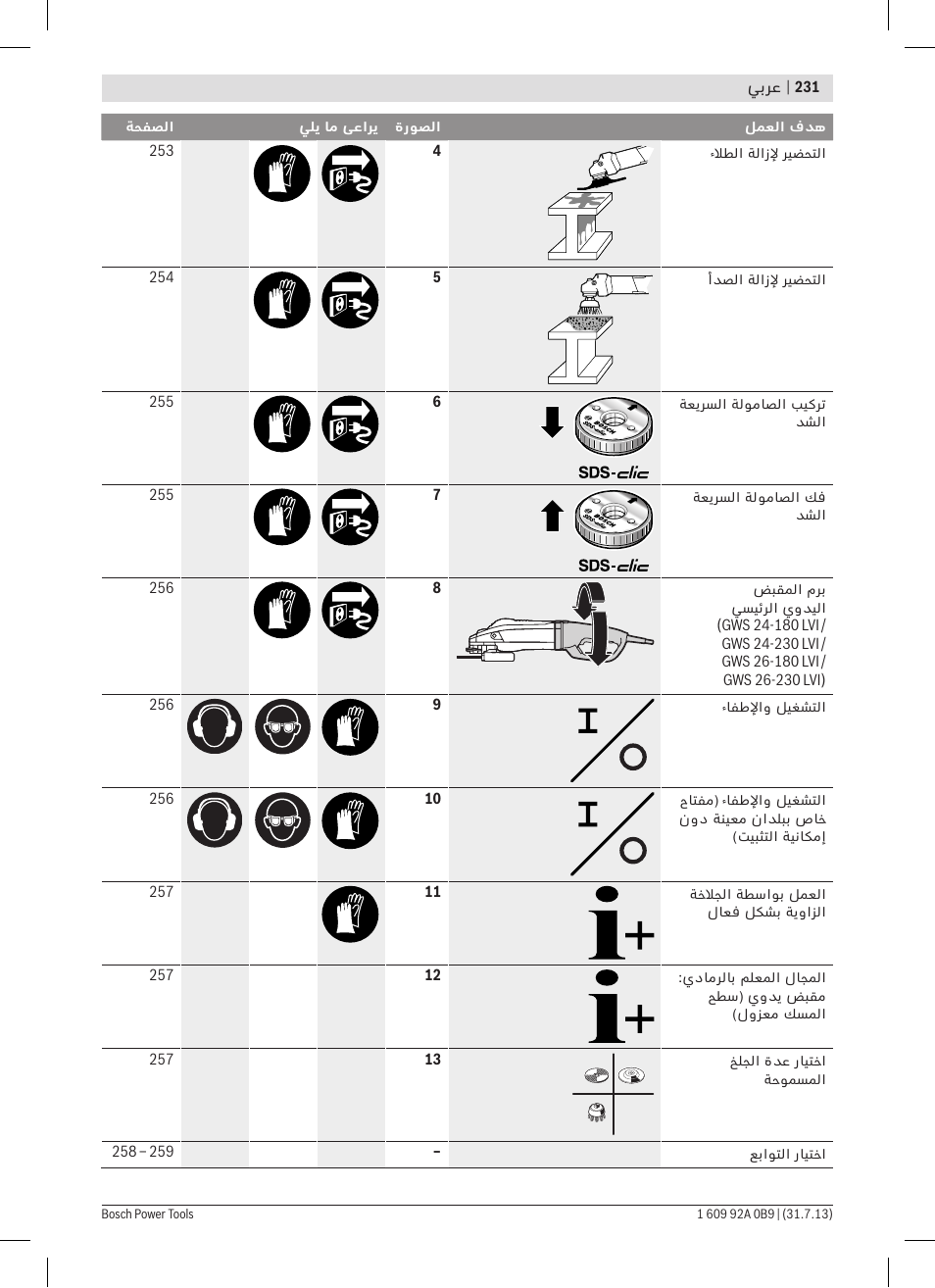 Bosch GWS 24-230 LVI Professional User Manual | Page 231 / 259