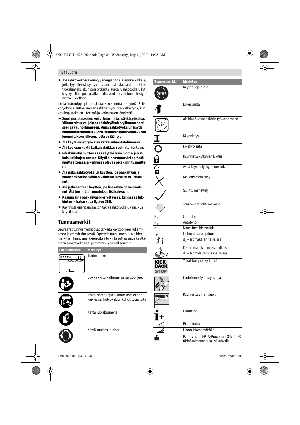 Tunnusmerkit | Bosch GWS 24-230 LVI Professional User Manual | Page 84 / 259