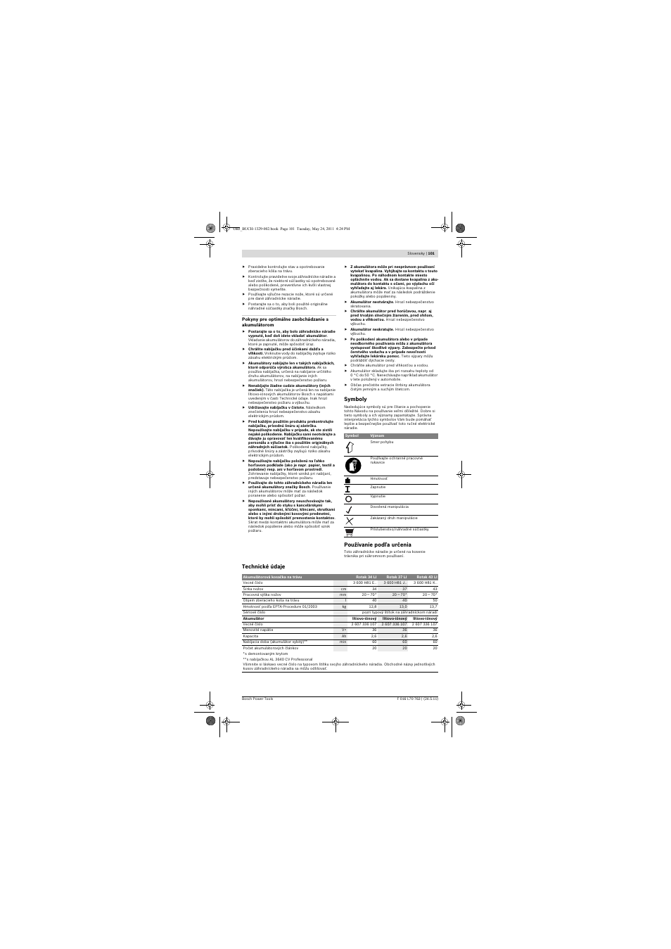 Bosch Rotak 34 LI User Manual | Page 101 / 176