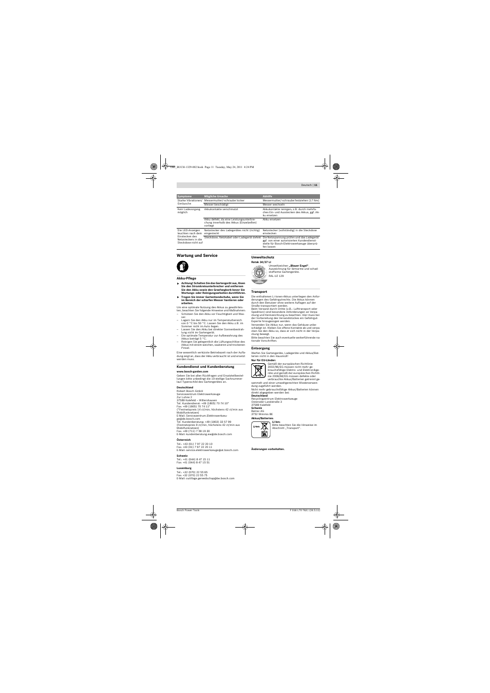 Bosch Rotak 34 LI User Manual | Page 11 / 176