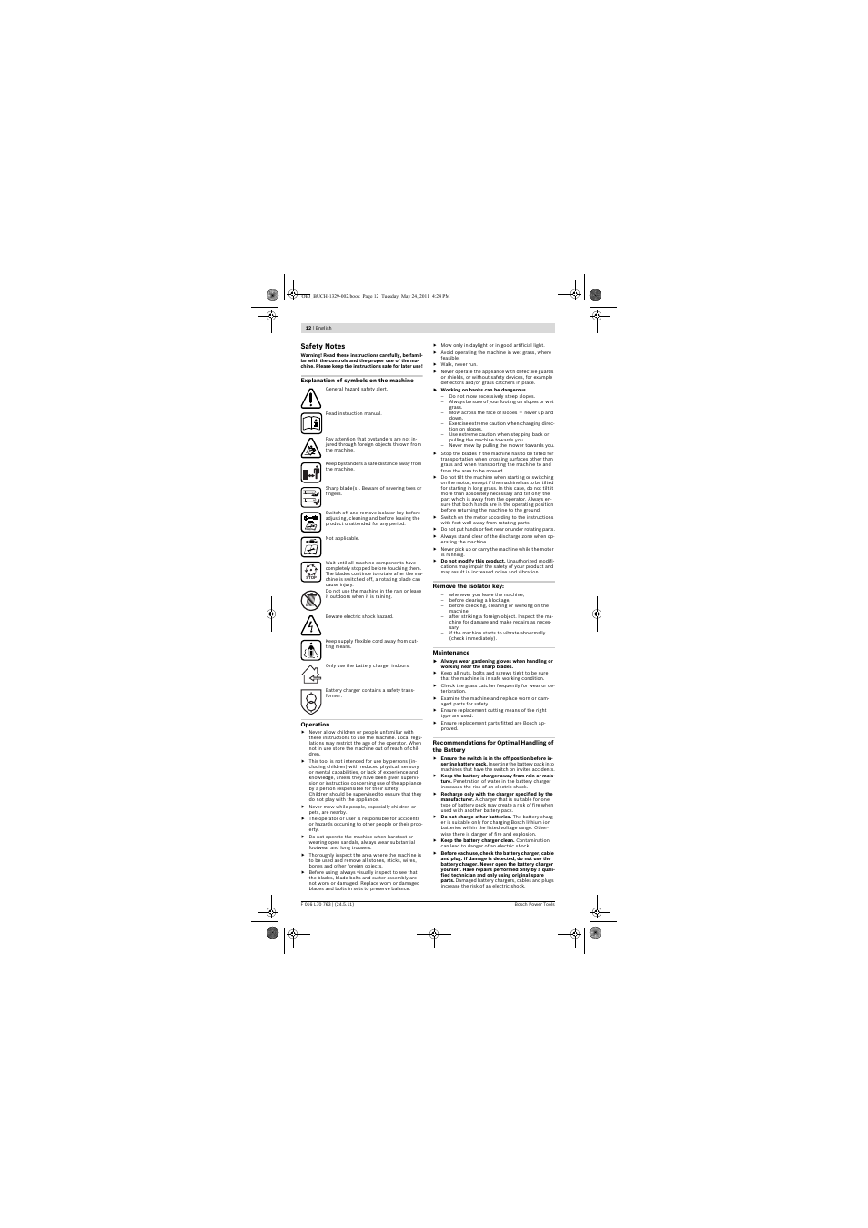 Bosch Rotak 34 LI User Manual | Page 12 / 176
