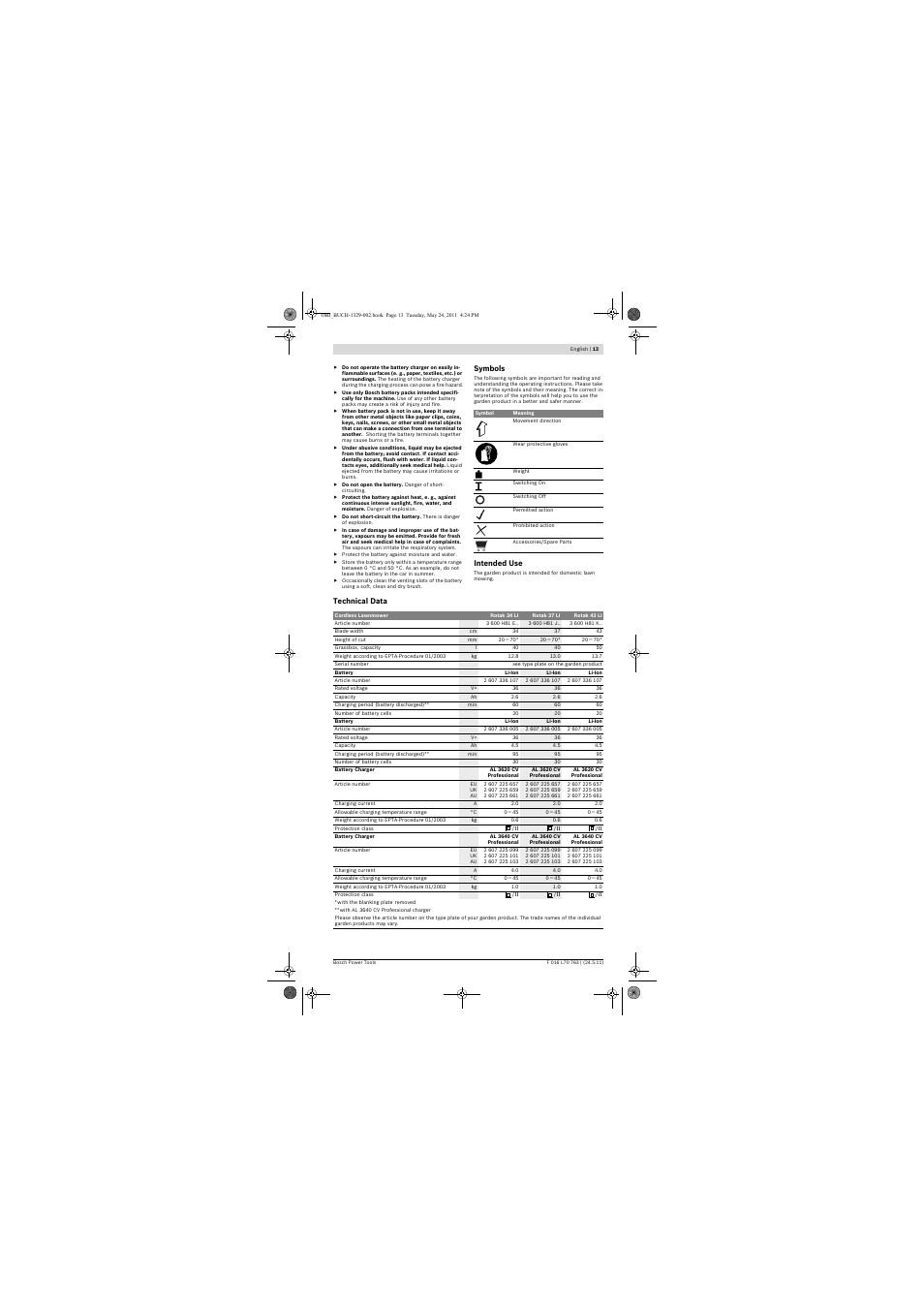 Bosch Rotak 34 LI User Manual | Page 13 / 176