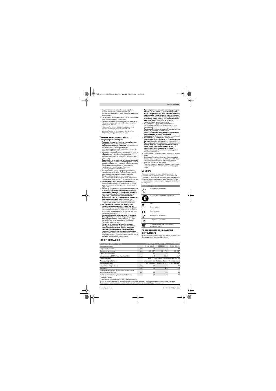 Bosch Rotak 34 LI User Manual | Page 135 / 176