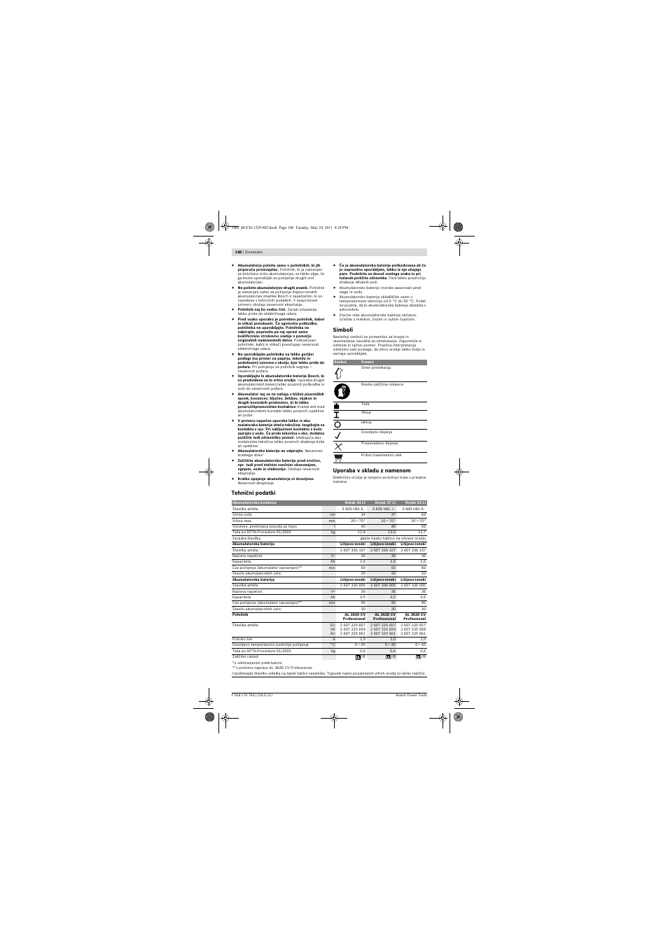 Bosch Rotak 34 LI User Manual | Page 148 / 176