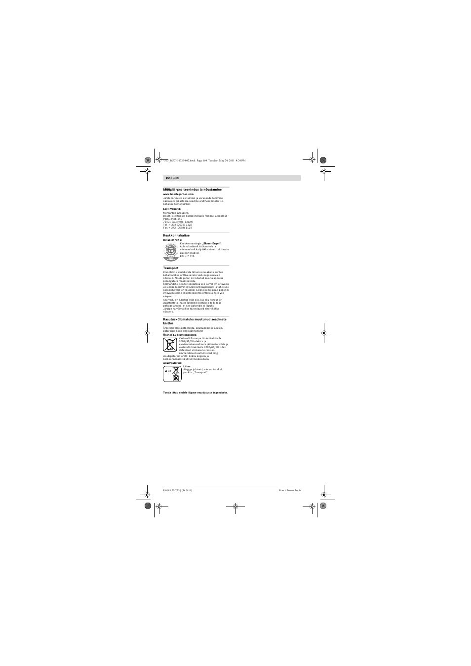 Bosch Rotak 34 LI User Manual | Page 164 / 176